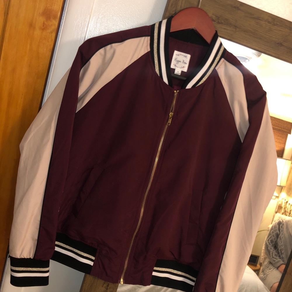 NWT Red/Seed combo Bomber Jacket - Picture 2 of 5